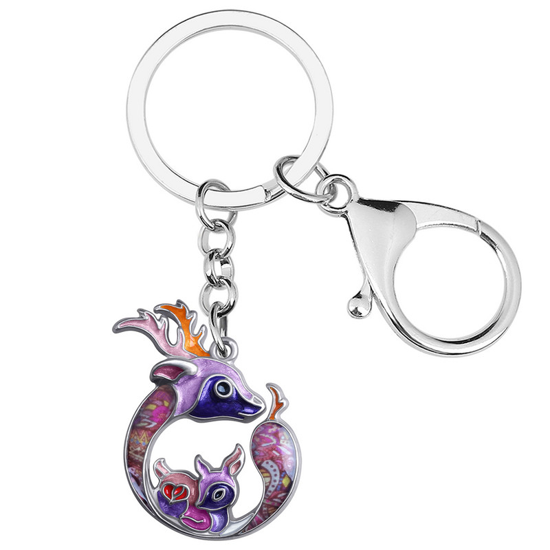 NEWEI Motinos dienos emalio lydinio žirafa Sika Deer raktų pakabukai automobilinė piniginė raktų pakabukas Dovanos madingi papuošalai moterims mergaitėms, krepšiai, papuošalai