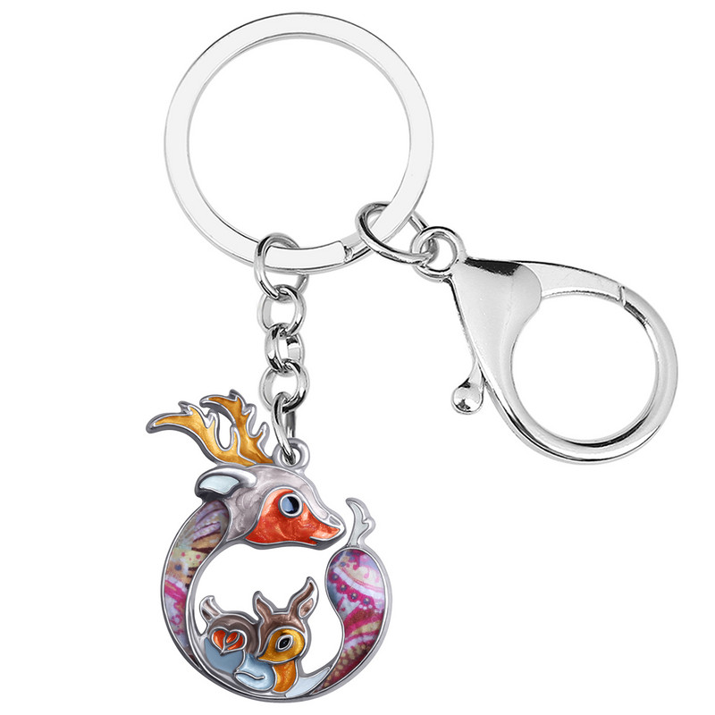 NEWEI Motinos dienos emalio lydinio žirafa Sika Deer raktų pakabukai automobilinė piniginė raktų pakabukas Dovanos madingi papuošalai moterims mergaitėms, krepšiai, papuošalai