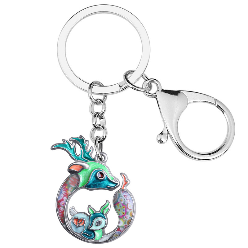 NEWEI Motinos dienos emalio lydinio žirafa Sika Deer raktų pakabukai automobilinė piniginė raktų pakabukas Dovanos madingi papuošalai moterims mergaitėms, krepšiai, papuošalai