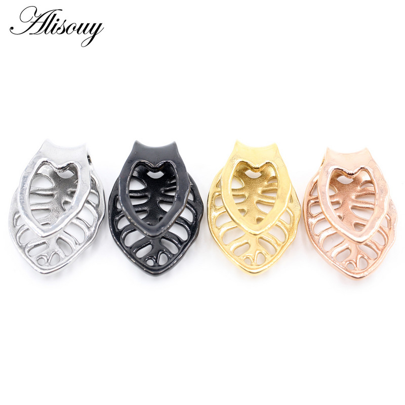 Alisouy 1vnt nerūdijančio plieno tuščiavidurių lapų ausų svorio kabykla, sunkus išsiplėtimas, neštuvai, matuokliai, auskarai, kūno auskarų vėrimas, papuošalai