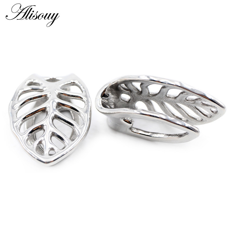 Alisouy 1vnt nerūdijančio plieno tuščiavidurių lapų ausų svorio kabykla, sunkus išsiplėtimas, neštuvai, matuokliai, auskarai, kūno auskarų vėrimas, papuošalai