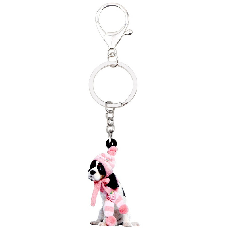 Bonsny Acrilic Dulce Cavalier King Charles Spaniel Câine Breloc Breloc Inele Geanta Charms Mașină Bijuterii din desene animate pentru Femei Fete