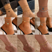 Tocona Spalvingi drugelių kutų kulkšniai moterims rankų darbo karoliukų vaflių pėdų grandinėlė Bohemain papuošalų aksesuarai 3vnt/komplektas