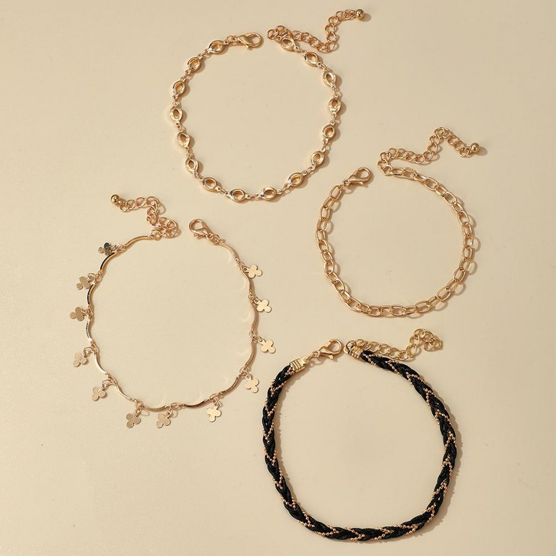 Tocona frânghie colorată ciucuri gleznele pentru femei vară coajă inimă stras strălucitor lanț geometric pentru picioare bijuterii boeme