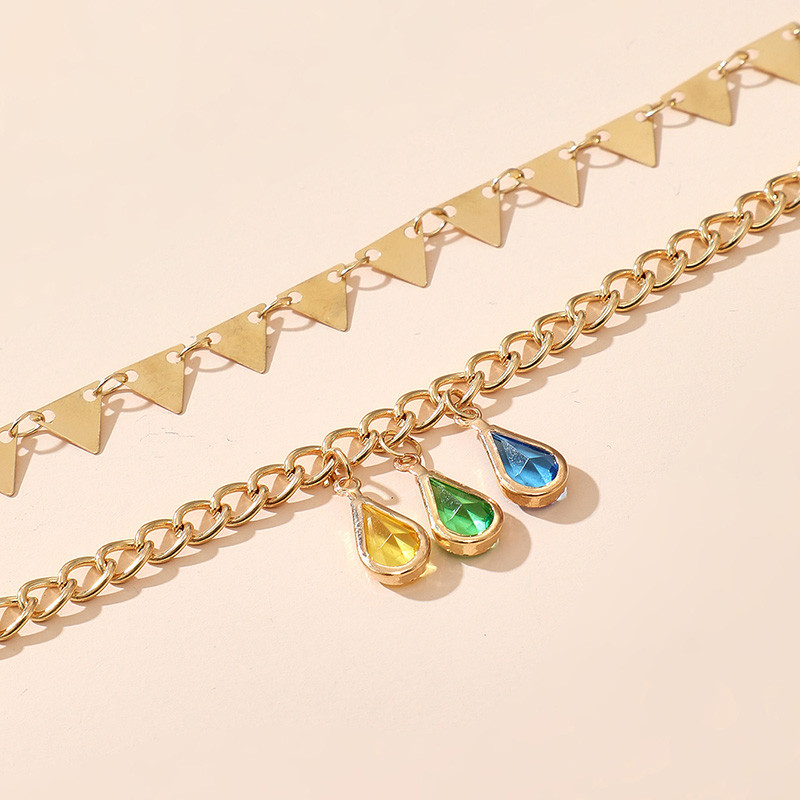 Tocona frânghie colorată ciucuri gleznele pentru femei vară coajă inimă stras strălucitor lanț geometric pentru picioare bijuterii boeme