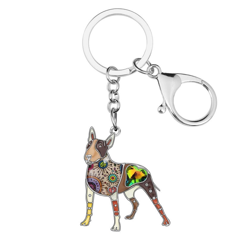 NEWEI emaliuotas bulterjeras šunų raktų pakabukas raktų pakabukas papuošalas moterims mergaitėms paauglėms augintinių mylėtojams krepšys automobilio raktų laikiklis raktų pakabuko dekoravimas