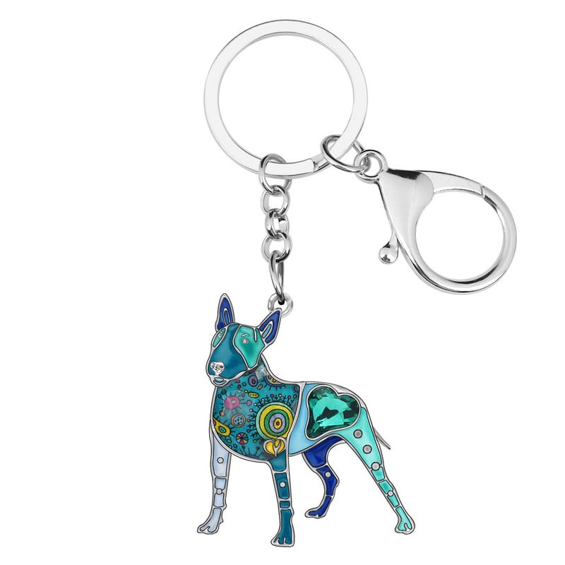 NEWEI emaliuotas bulterjeras šunų raktų pakabukas raktų pakabukas papuošalas moterims mergaitėms paauglėms augintinių mylėtojams krepšys automobilio raktų laikiklis raktų pakabuko dekoravimas