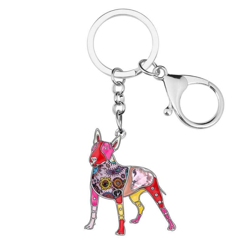 NEWEI emaliuotas bulterjeras šunų raktų pakabukas raktų pakabukas papuošalas moterims mergaitėms paauglėms augintinių mylėtojams krepšys automobilio raktų laikiklis raktų pakabuko dekoravimas