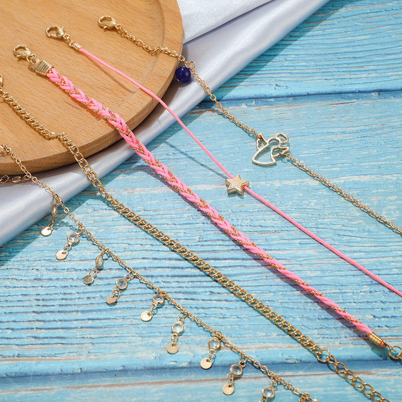 Tocona 5 rinkinys Bohemia Angel Star pakabukų karoliukai kulkšnies rinkinys krištolo pakabuko pėdų grandinėlė mergaitei kulkšnies pėdos papuošalai 8610