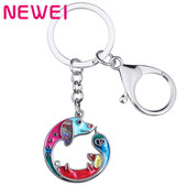 NEWEI Din aliaj emailat, drăguț, teckel, brelocuri pentru câini, poșeta pentru mașină, breloc, cadouri, animale de companie, bijuterii de modă pentru femei, fete, brelocuri, accesorii