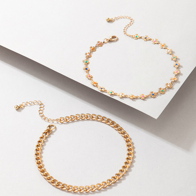 Tocona Spalvingos Aliejinės Gėlės Kokšnys moterims Merginoms Paprastos geometrijos Metalinės pėdų grandinėlės Madingi papuošalai 2vnt/komplektas 20192 m.