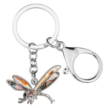 NEWEI Κράμα σμάλτου Floral Sweet Dragonfly Insect Keychains Μοντέρνα τσάντα αυτοκινήτου Δαχτυλίδι μπρελόκ γούρι Δώρα Κοσμήματα για γυναίκες Άντρες Έφηβος