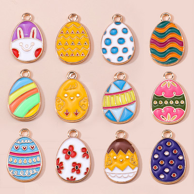 10 buc. Brelocuri colorate cu ouă de Paște, iepure iepuraș, pentru ziua de Paște, ouă de dinozaur, pandantive pentru fabricarea de bijuterii DIY
