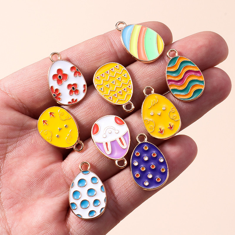 10 buc. Brelocuri colorate cu ouă de Paște, iepure iepuraș, pentru ziua de Paște, ouă de dinozaur, pandantive pentru fabricarea de bijuterii DIY