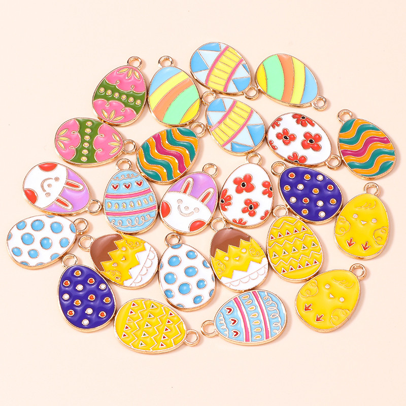 10 buc. Brelocuri colorate cu ouă de Paște, iepure iepuraș, pentru ziua de Paște, ouă de dinozaur, pandantive pentru fabricarea de bijuterii DIY