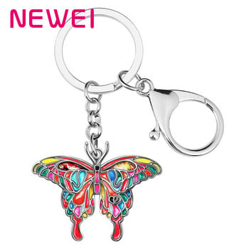 NEWEI Enamel Alloy Swallowtail Butterfly Keychains Car Δώρα Αλυσίδα μπρελόκ Μόδα κοσμήματα για γυναίκες κορίτσια Ανοιξιάτικα αξεσουάρ