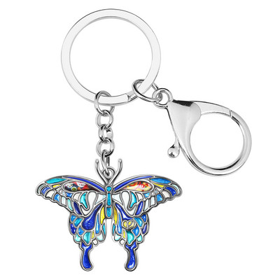 NEWEI Enamel Alloy Swallowtail Butterfly Ключодържатели Автомобилен ключодържател Верига Подаръци Модни бижута за жени Момичета Пролетни аксесоари
