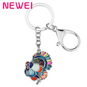 NEWEI Emalio lydinio Padėkos diena Miela kalakutienos vištienos raktų pakabukai Madingi krepšiai Raktų pakabukai Žiedas žavesys Dovanos Papuošalai Moterims Vyrai Paaugliai