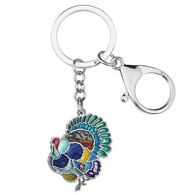 NEWEI Emalio lydinio Padėkos diena Miela kalakutienos vištienos raktų pakabukai Madingi krepšiai Raktų pakabukai Žiedas žavesys Dovanos Papuošalai Moterims Vyrai Paaugliai