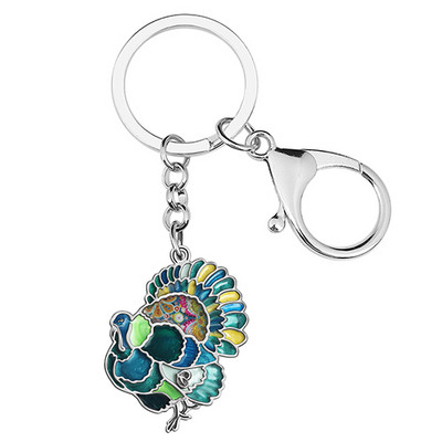 NEWEI Emalio lydinio Padėkos diena Miela kalakutienos vištienos raktų pakabukai Madingi krepšiai Raktų pakabukai Žiedas žavesys Dovanos Papuošalai Moterims Vyrai Paaugliai