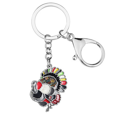 NEWEI Emalio lydinio Padėkos diena Miela kalakutienos vištienos raktų pakabukai Madingi krepšiai Raktų pakabukai Žiedas žavesys Dovanos Papuošalai Moterims Vyrai Paaugliai