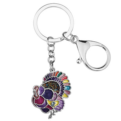 NEWEI Emalio lydinio Padėkos diena Miela kalakutienos vištienos raktų pakabukai Madingi krepšiai Raktų pakabukai Žiedas žavesys Dovanos Papuošalai Moterims Vyrai Paaugliai