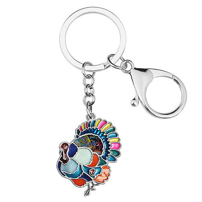 NEWEI Emalio lydinio Padėkos diena Miela kalakutienos vištienos raktų pakabukai Madingi krepšiai Raktų pakabukai Žiedas žavesys Dovanos Papuošalai Moterims Vyrai Paaugliai