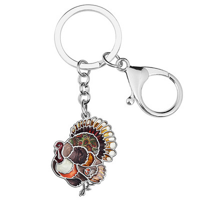 NEWEI Emalio lydinio Padėkos diena Miela kalakutienos vištienos raktų pakabukai Madingi krepšiai Raktų pakabukai Žiedas žavesys Dovanos Papuošalai Moterims Vyrai Paaugliai