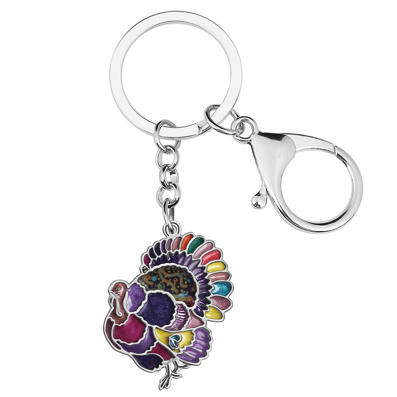 NEWEI Emalio lydinio Padėkos diena Miela kalakutienos vištienos raktų pakabukai Madingi krepšiai Raktų pakabukai Žiedas žavesys Dovanos Papuošalai Moterims Vyrai Paaugliai