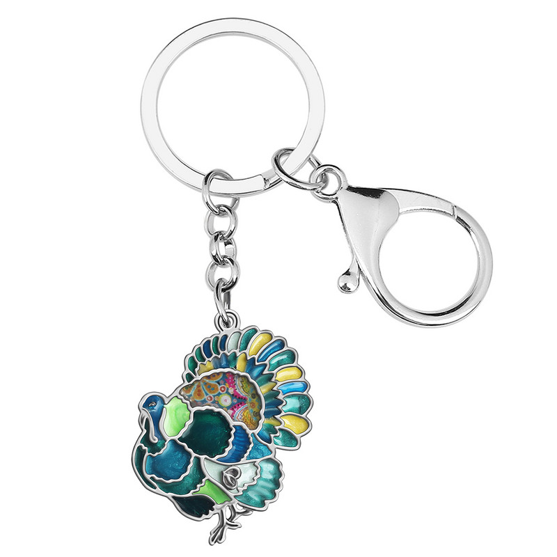 NEWEI Emalio lydinio Padėkos diena Miela kalakutienos vištienos raktų pakabukai Madingi krepšiai Raktų pakabukai Žiedas žavesys Dovanos Papuošalai Moterims Vyrai Paaugliai