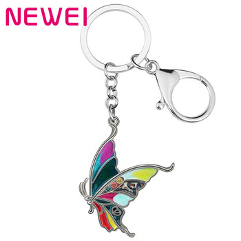 NEWEI κράμα σμάλτου 3D Swallowtail Butterfly Keychains Δαχτυλίδι με μπρελόκ αυτοκινήτου Δώρα Μόδα κοσμήματα για γυναίκες Αξεσουάρ για έφηβες