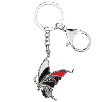 NEWEI κράμα σμάλτου 3D Swallowtail Butterfly Keychains Δαχτυλίδι με μπρελόκ αυτοκινήτου Δώρα Μόδα κοσμήματα για γυναίκες Αξεσουάρ για έφηβες