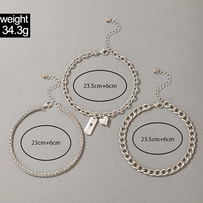 Tocona Punk stora grandinėlė širdies pėdų grandinėlė moterims Charms geometrijos lydinio metalo reguliuojami papuošalų aksesuarai 3vnt / rinkinys 19765