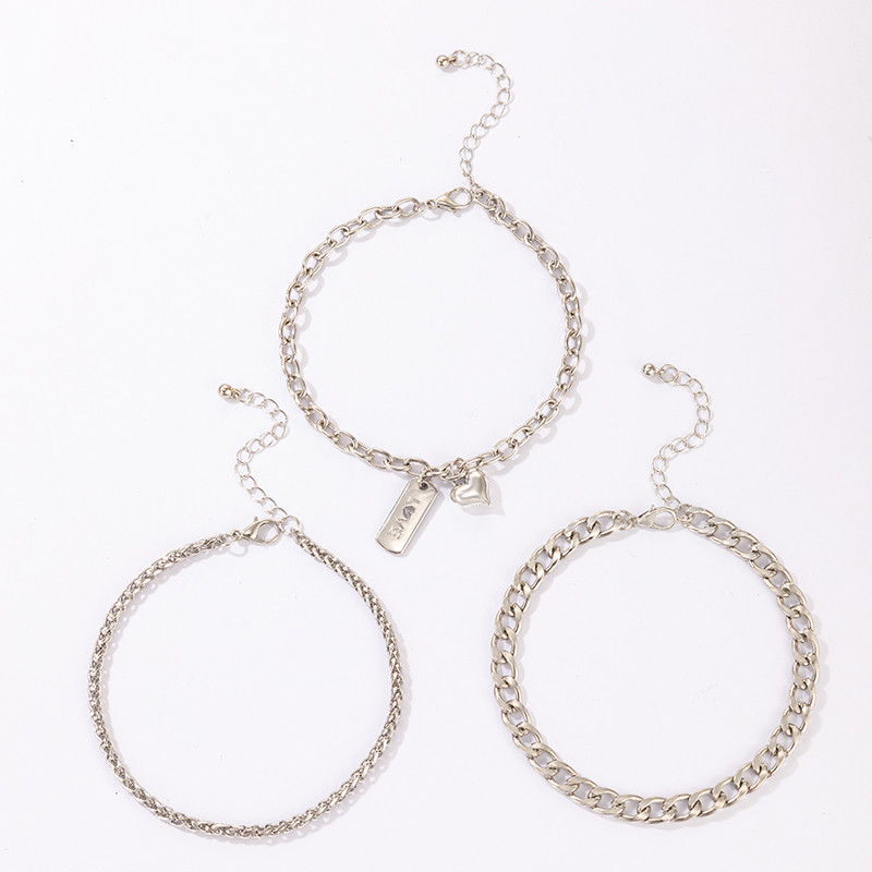 Tocona Punk stora grandinėlė širdies pėdų grandinėlė moterims Charms geometrijos lydinio metalo reguliuojami papuošalų aksesuarai 3vnt / rinkinys 19765