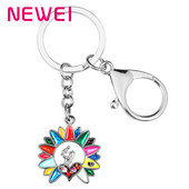 NEWEI Motinos dienos emalis gėlių saulėgrąžos Širdies raktų pakabukai automobilinis krepšys raktų pakabukas žiedas dovanos madingi papuošalai moterims mergaičių žavesiai