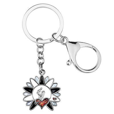 NEWEI Motinos dienos emalis gėlių saulėgrąžos Širdies raktų pakabukai automobilinis krepšys raktų pakabukas žiedas dovanos madingi papuošalai moterims mergaičių žavesiai