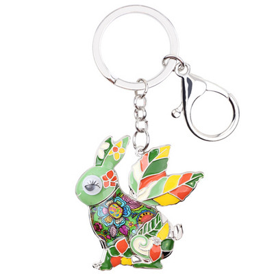 Bonsny emalio lydinio triušio kiškio raktų pakabukas raktų pakabukas rankinės žavesys Nauja naujovė gyvūnų papuošalai moterims raktų pakabuko puošmena