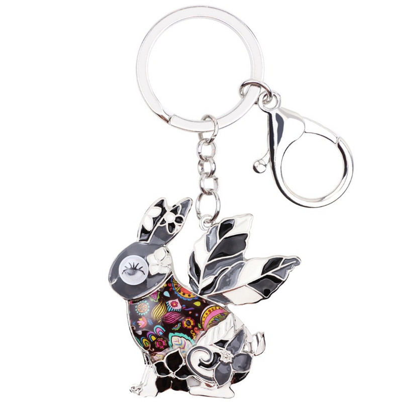 Bonsny emalio lydinio triušio kiškio raktų pakabukas raktų pakabukas rankinės žavesys Nauja naujovė gyvūnų papuošalai moterims raktų pakabuko puošmena