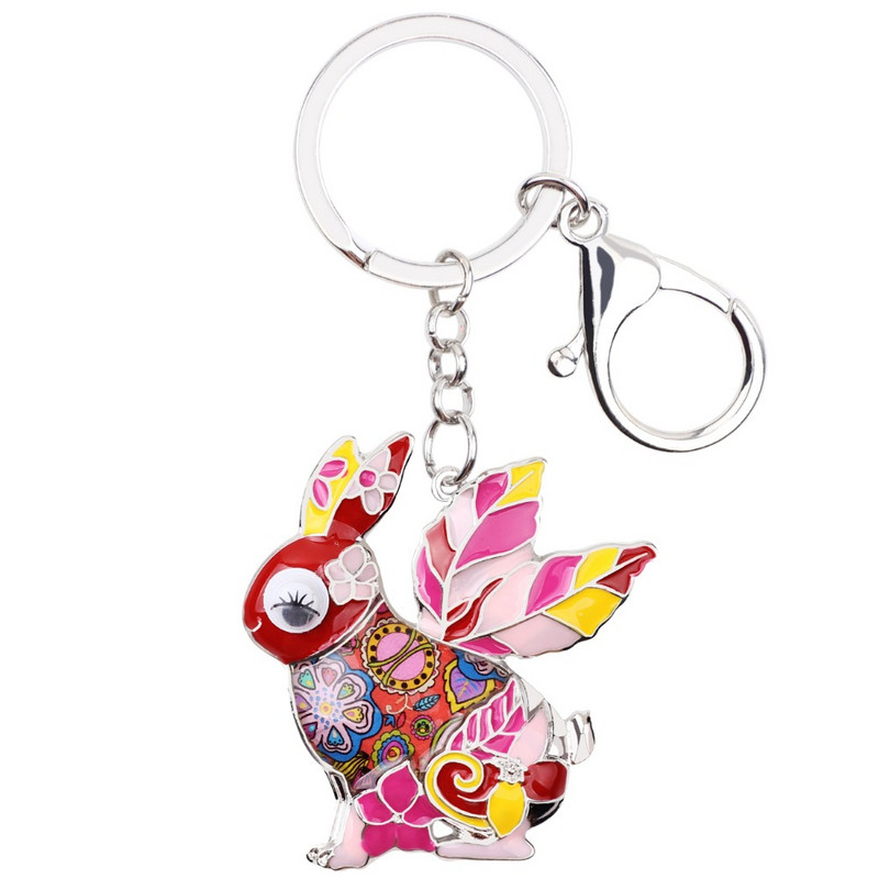Bonsny emalio lydinio triušio kiškio raktų pakabukas raktų pakabukas rankinės žavesys Nauja naujovė gyvūnų papuošalai moterims raktų pakabuko puošmena
