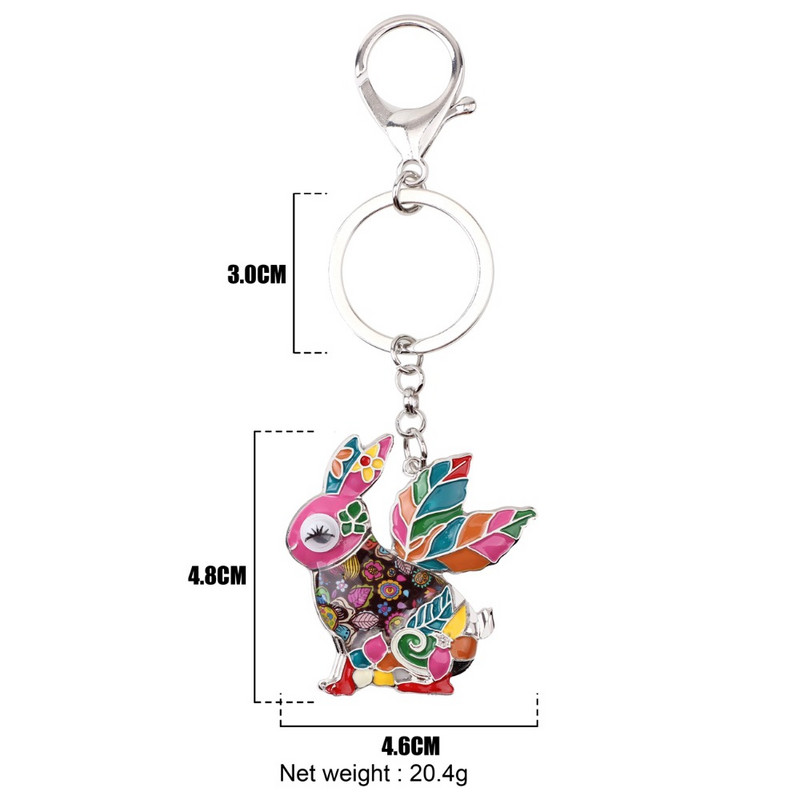 Bonsny emalio lydinio triušio kiškio raktų pakabukas raktų pakabukas rankinės žavesys Nauja naujovė gyvūnų papuošalai moterims raktų pakabuko puošmena