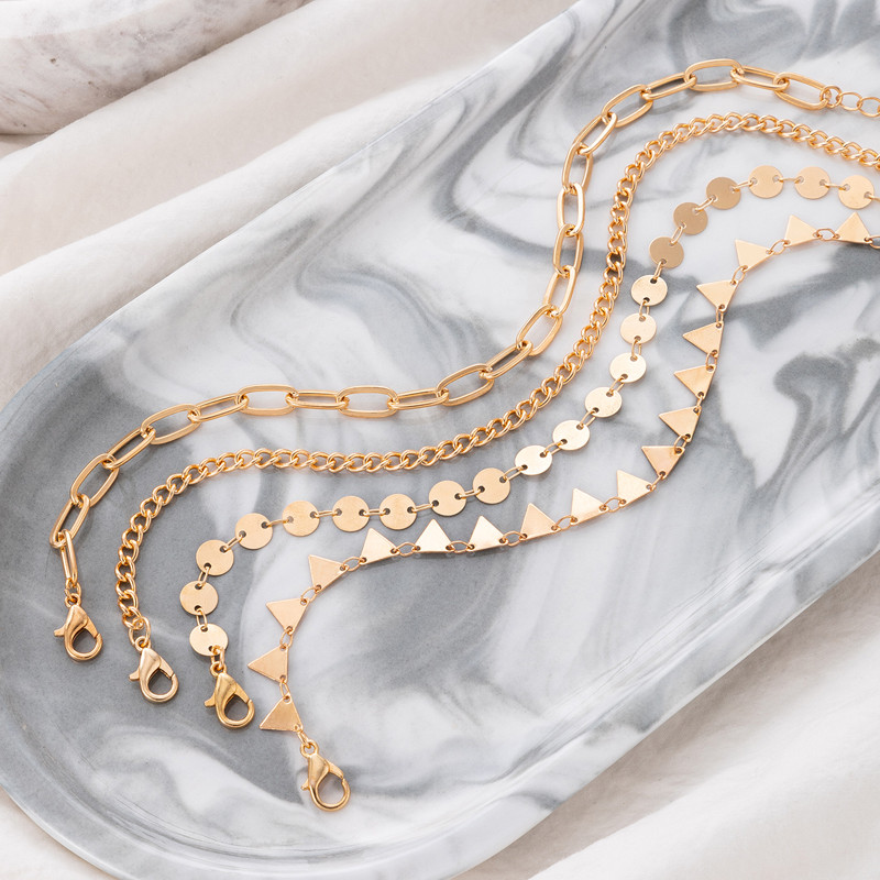 Tocona 2 buc/seturi glezne cu ciucuri cu strass colorate pentru femei, aurii, metale grele, lanț pentru picioare, bijuterii reglabile 21738