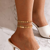 Tocona Tocona Lovely Heart Cuciucuri glezne pentru femei Pretty Flowers Auriu din aliaj de metal Picioare reglabile Lanț Bijuterii 2buc/seturi 18034