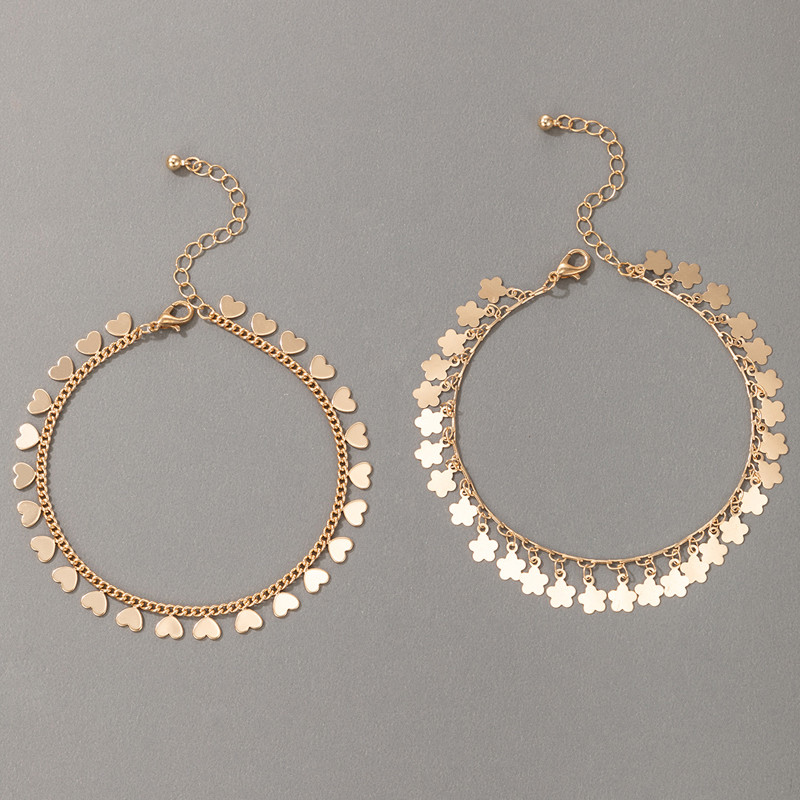 Tocona Tocona Lovely Heart Cuciucuri glezne pentru femei Pretty Flowers Auriu din aliaj de metal Picioare reglabile Lanț Bijuterii 2buc/seturi 18034