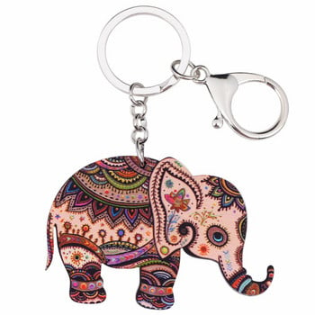 Bonsny Acrylic Jungle Elephant Κοσμήματα Μπρελόκ Μπρελόκ για Γυναικεία Τσάντα για οδήγηση με κλειδί αυτοκινήτου Πορτοφόλι Γούρια Μπρελόκ