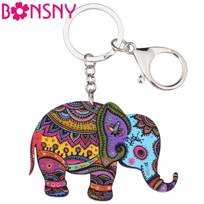 Bonsny Akril Jungle Elephant Nakit Privjesci za ključeve Privjesci za žene Torba za djevojčice Torba za ključeve automobila Novčanik Privjesci za ključeve