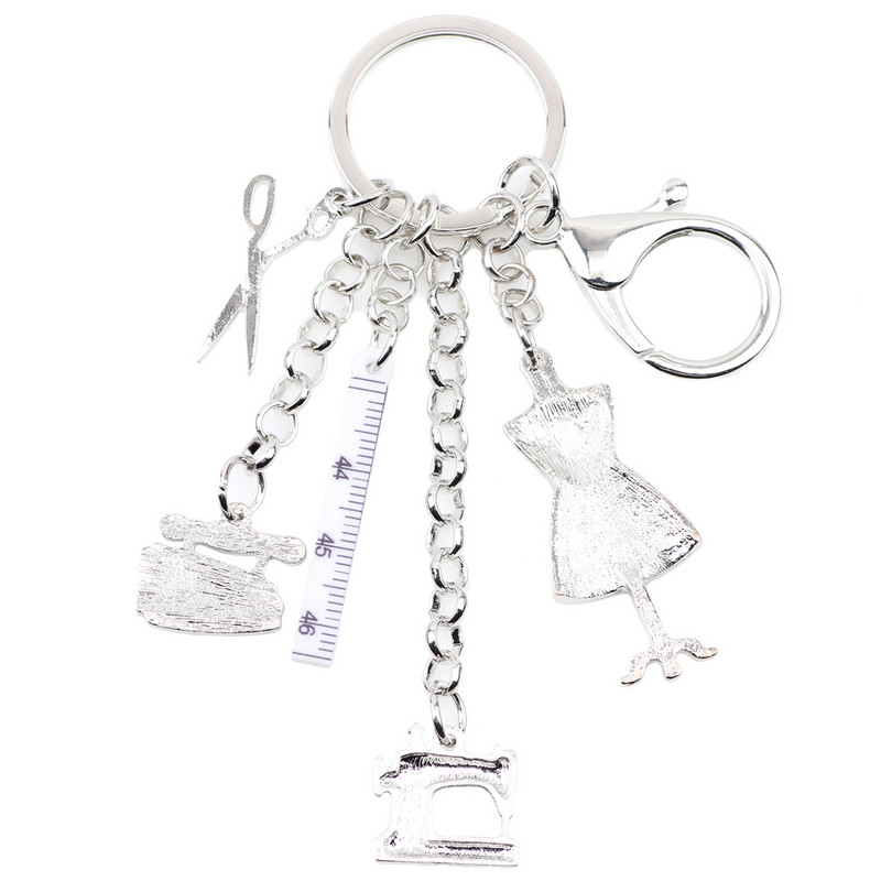 Bonsny Emajl Legura Alati za šivaće strojeve Škare Ravnalo Privjesci za ključeve Privjesci za ključeve Novitet nakita za žene Djevojke Privjesci Poklon