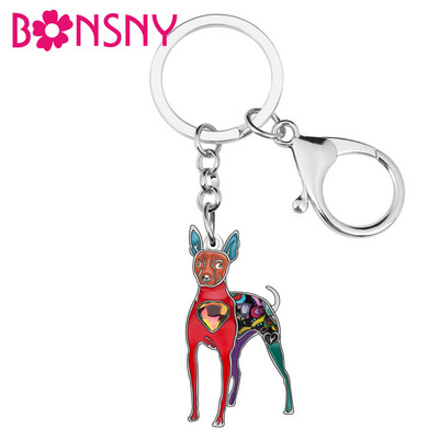 Newei smalț strass șobolan terrier câine lanț cheie animale în picioare breloc bijuterii pentru femei fete adolescenți iubitori de animale de companie accesorii