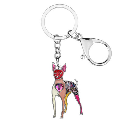 Newei smalț strass șobolan terrier câine lanț cheie animale în picioare breloc bijuterii pentru femei fete adolescenți iubitori de animale de companie accesorii