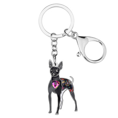 Newei smalț strass șobolan terrier câine lanț cheie animale în picioare breloc bijuterii pentru femei fete adolescenți iubitori de animale de companie accesorii