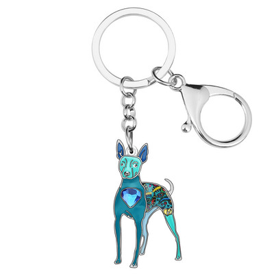 Newei smalț strass șobolan terrier câine lanț cheie animale în picioare breloc bijuterii pentru femei fete adolescenți iubitori de animale de companie accesorii